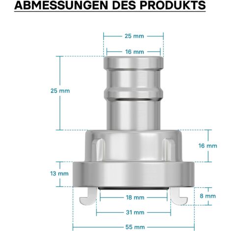 Accouplement Storz Wiltec D/25 Mm En Aluminium Avec Filetage Femelle 1 Pouce - Raccord Rapide 120° Pour Tuyaux Pompiers Et Irrigation - 7