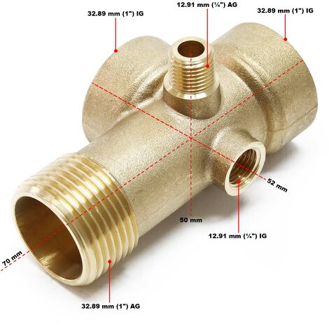 Raccord 5 voies pour contacteur manométrique et manomètre.