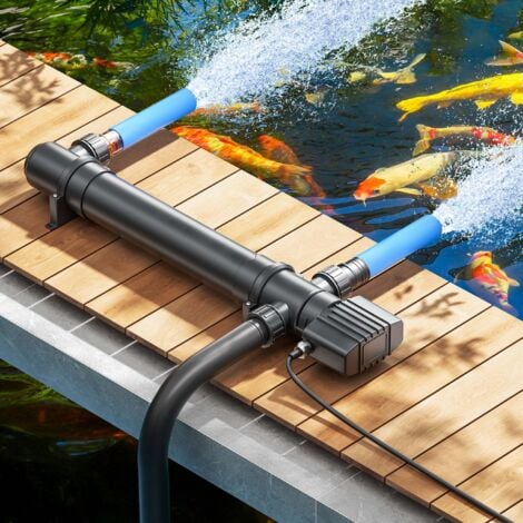 SunSun CUV-155 Stérilisateur Clarificateur de bassins ou d’étang - débit max. de 5000 l/h - avec Lampe rayons UV-C 55 W - pour Poissons et plantes aquatiques - Cours d’eau droit