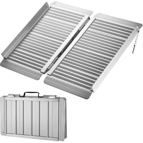 Wiltec Rampe pour fauteuil roulant – 1520 x 730 x 50 mm – capacité de charge 270 kg – en Aluminium – profil antidérapant – Rampe d'accès pliable mobile pour Chaise Roulante, Handicapé, PMR