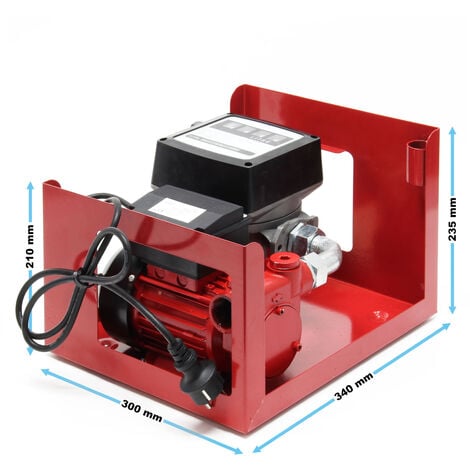 Wiltec Pompe à Fuel Gasoil bio Autoaspirante – 230 V / 600 W / 40 l/min – avec Pistolet de distribution à arrêt automatique, Compteur et Support