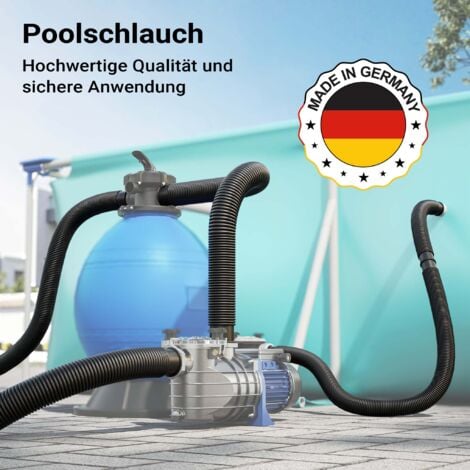 Wiltec Tuyau piscine noir – 9 m de long, Ø 32 mm – Tuyau solaire flottant à sections préformées – 165 g/m – made in Europe – Boyau d’aspiration solaire