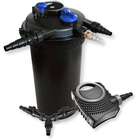 Kit filtration bassin à pression 6000l 11W UVC 20W éco Pompe 25m Tuyau