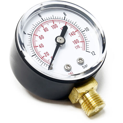 50mm Manomètre pression pour réservoir pump radial 12.9mm 0-12bar / 0-170PSI
