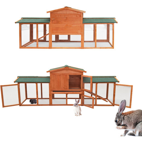 Clapier lapin Cage Enclos rongeur Cochon d’Inde Abri petits animaux Toit isolé Extérieur
