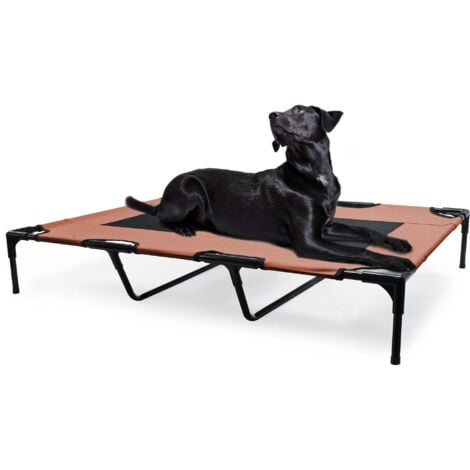 Wiltec Transat pour chiens et chats – couleur Marron – XL / 122 x 93 x 20 cm – 30 kg max – en tissu Oxford – Lit de camp relaxant surélevé pour Animal domestique