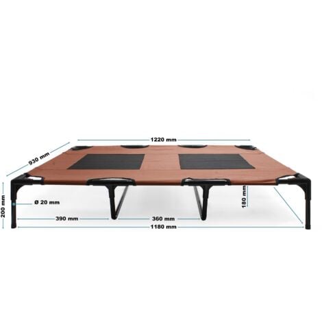 Wiltec Transat pour chiens et chats – couleur Marron – XL / 122 x 93 x 20 cm – 30 kg max – en tissu Oxford – Lit de camp relaxant surélevé pour Animal domestique