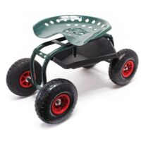 Siège De Jardin Sur Roues WilTec Avec Repose-Genoux - Charge 150 Kg - Chariot Coulissant Jardinage