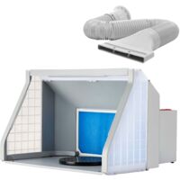 Wiltec Système d'aspiration Airbrush – 9 m³/min – avec Éclairage LED et Ventilation – contrôle par Boutons ON/OFF – Cabine à double ventilateur réglable