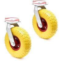 Wiltec Kit de 2 Roulettes pivotantes increvables – Ø 258 mm – Largeur 78 mm – Capacité de charge 150 kg – Roue en PU et Jante en métal – Transport Appareil Accessoire Meuble