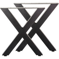 Pieds de table en Forme X 72x60 cm Noir Revêtement par poudre Piètement Meuble
