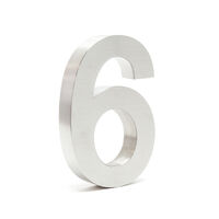 Plaque Numéro Maison Chiffre "6" 3D 20cm Acier inoxydable Résistant Intempéries Matériel Fixation