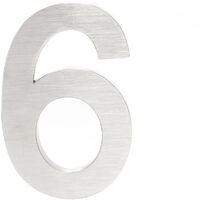 Plaque Numéro Maison Chiffre "6" 3D 20cm Acier inoxydable Résistant Intempéries Matériel Fixation