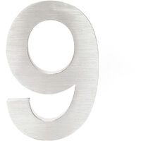 Plaque Numéro Maison Chiffre "9" 3D 20cm Acier inoxydable Résistant Intempéries Matériel Fixation