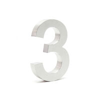 Plaque Numéro Maison Chiffre "3" 3D 20cm Acier inoxydable Résistant Intempéries Matériel Fixation
