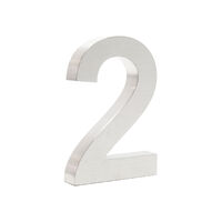 Plaque Numéro Maison Chiffre "2" 3D 20cm Acier inoxydable Résistant Intempéries Matériel Fixation