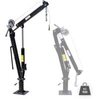 Wiltec Grue de levage de pick-up – Capacité de charge max. de 900 kg – Chèvre mécanique d'atelier avec Socle massif Bras pivotant à 360° et Treuil – Ancrage Fixation au sol et Remorque