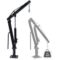 Wiltec Grue de levage pour Pick up ou Remorque – Charge max. 500 kg – avec Tête pivotante à 360° et Socle massif pour Ancrage au sol – Chèvre monte charge chargement et déchargement