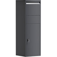 Wiltec – Boîte aux lettres sur pied verrouillable pour colis S et L – Acier galvanisé gris anthracite – Dimensions 460 x 450 x 1400 mm
