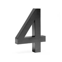 Plaque Numéro Maison "4" Arial Anthracite 3D 20cm Acier fin Résistant intempéries Matériel Fixation