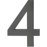 Plaque Numéro Maison "4" Arial Anthracite 3D 20cm Acier fin Résistant intempéries Matériel Fixation