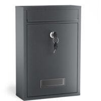 Wiltec – Boîte aux lettres murale verrouillable anthracite – Acier galvanisé – Fente 191 x 36 mm – Dimensions 216 x 85 x 320 mm – Installation facile