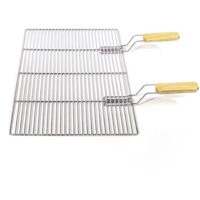 Grille BBQ Fonte Wiltec 67x40cm - Pour Barbecue Charbon/gaz Avec Marques De Grillade