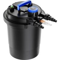 Wiltec CPF-250 Filtre de bassin à pression avec stérilisation UV - 420 x 420 x 500 mm - 11 W / étang 10000 l max. / réservoir 25 l - Nettoyage facile - Filtration eau à grand débit