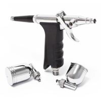 Wiltec Kit Pistolet aérographe professionnel Modèle 116 – Action double DA – avec Buse et Aiguille 0,3 mm – Godets 7 / 10 ml – Tatouage, bronzage, maquillage, modélisme airbrush