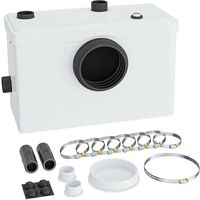 Wiltec Petite station de relevage 3/1 600 W avec broyeur, station de relevage jusqu'à 10 m de hauteur, station de relevage des eaux usées avec 3 entrées, pour WC et douche