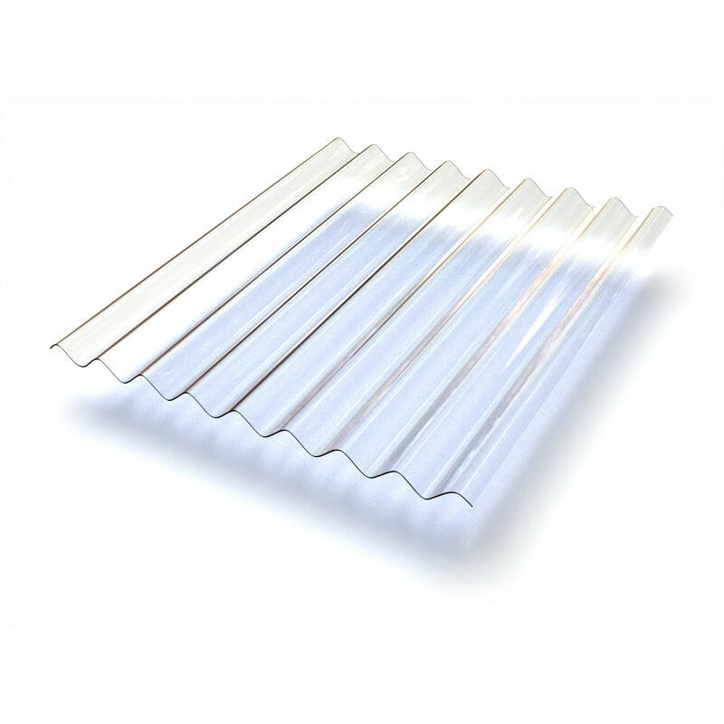 Plaque PVC ondulée (PO 76/18 - petites ondes) - Coloris - Transparent,  Largeur totale de la plaque - 90cm, Longueur totale de la plaque - 2m