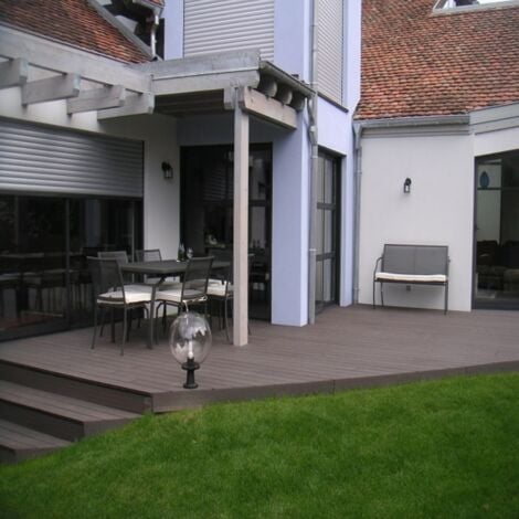 Lame terrasse bois composite alvéolaire Qualita L 360 cm / l14 cm / ep 2,5 cm - Coloris - Gris carbone, Epaisseur - 25mm, Largeur - 14 cm, Longueur - 360 cm