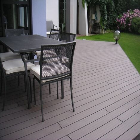 Lame terrasse bois composite alvéolaire Qualita L 360 cm / l14 cm / ep 2,5 cm - Coloris - Gris carbone, Epaisseur - 25mm, Largeur - 14 cm, Longueur - 360 cm