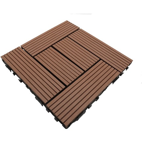 Dalle de terrasse bois composite Classic 30 x 30 cm - Coloris - Terre cuite, Epaisseur - 25mm, Largeur - 30 cm, Longueur - 30 cm, Surface couverte en m² - 0.091 par dalle soit 11 dalles par m2