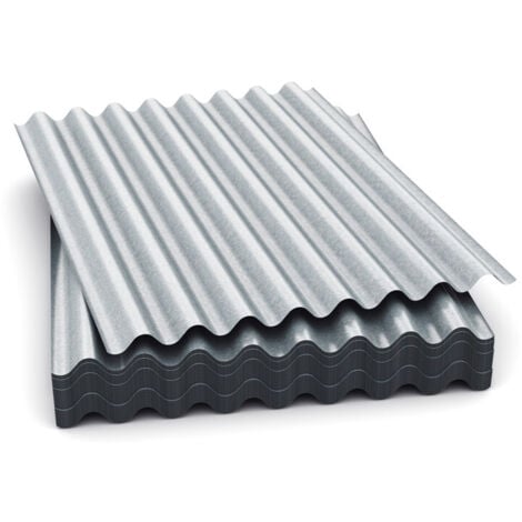 Plaque acier galvanisé petites ondes - Coloris - Gris, Largeur totale de la plaque - 90cm, Longueur totale de la plaque - 2.5m
