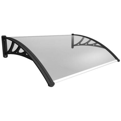 Mccover – Auvent porte d'entrée Bertille – Couverture en polycarbonate alvéolaire – Longueur 120 cm – Profondeur 100 cm – Structure polymère composite noir (1/3)