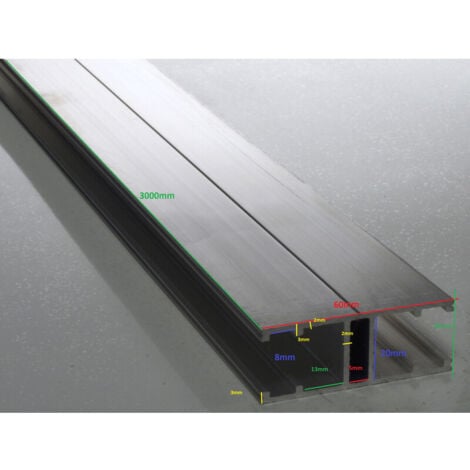 Profil jonction monobloc (en H) - toiture polycarbonate - Coloris - Aluminium, Epaisseur - 10 mm, Longueur - 3 m