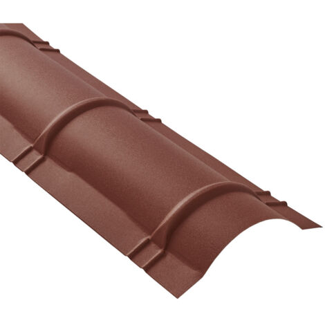 Faîtière demi-cercle pour toiture acier galvanisé laqué mat aspect tuile L 2,1 m - Coloris - Brun rouge mat, Longueur - 2,1 m