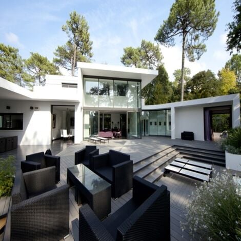 Lame terrasse bois composite alvéolaire Dual - Coloris - Gris anthracite, Epaisseur - 25mm, Largeur - 14 cm, Longueur - 240 cm