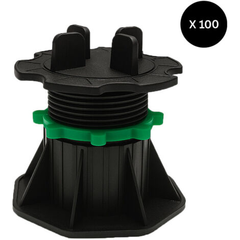 Lot de 100 plots réglables 50 à 80 mm dalle et carrelage - Coloris - Noir