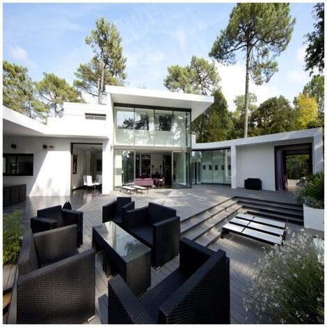 Lame terrasse bois composite alvéolaire Dual - Coloris - Gris anthracite, Epaisseur - 25mm, Largeur - 14 cm, Longueur - 360 cm