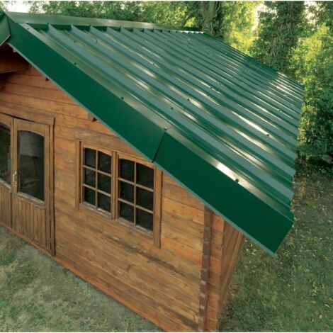 Faitière crantée contre mur pour bac acier 1045 - L 2100mm - Coloris - Vert 6009, Hauteur - 120 mm, Largeur - 225 mm, Longueur - 2100mm