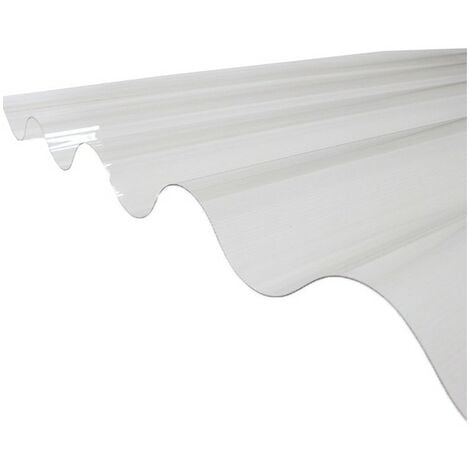 Plaque PVC ondulée (GO 177/51 - grandes ondes) - Coloris - Transparent, Largeur totale de la plaque - 92cm, Longueur totale de la plaque - 1.52m - Transparent