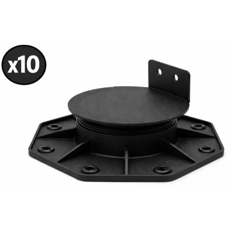Lot de 10 plots 18-30 mm pour terrasse bois et composite - Coloris - Noir, Unités - 10 plots