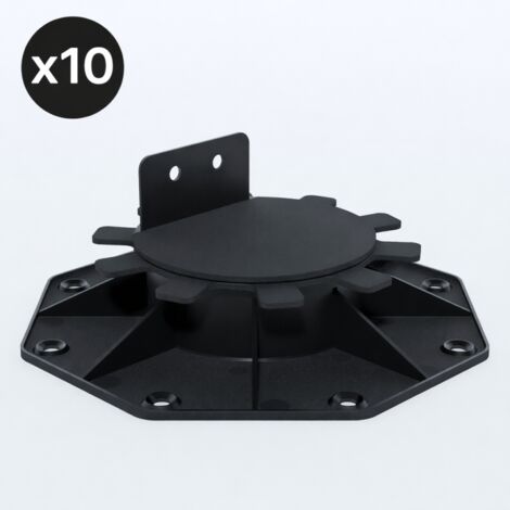 Lot de 10 plots 30-60 mm pour terrasse bois et composite - Coloris - Noir, Unités - 10 plots