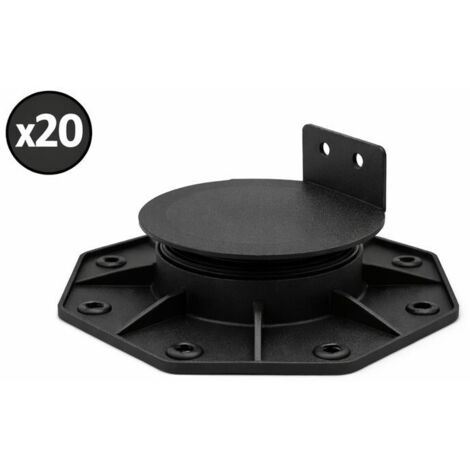 Lot de 20 plots 18-30mm pour terrasse bois et composite - Coloris - Noir, Unités - 20 plots
