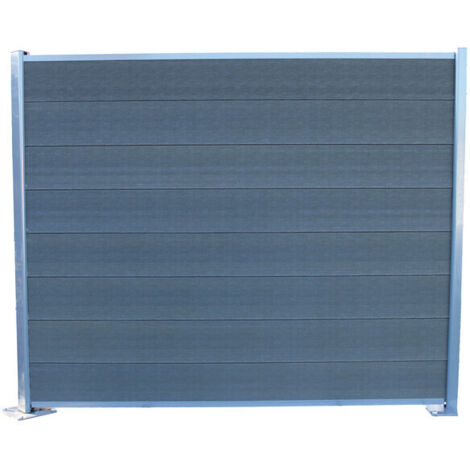 Kit complet de départ/fin clôture en composite coextrudé 1,50 L x 1,80 H (lames réversible) - Coloris - Gris anthracite/ Gris clair, Hauteur - 180 cm, Longueur - 150 cm (1/4)