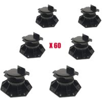 CARTON DE 60 PLOTS RÉGLABLES 60 À 138 MM POUR TERRASSE BOIS ET COMPOSITE - Coloris - Noir