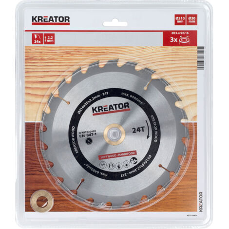 1 Kreissägeblatt 210 mm 2,2 mm 24 Zähne - Bohrung 30 mm Kreator