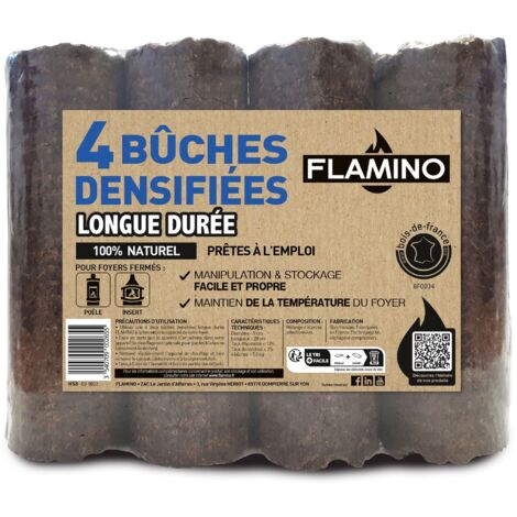 4 dicht gepakte Holzscheite für lange Brenndauer